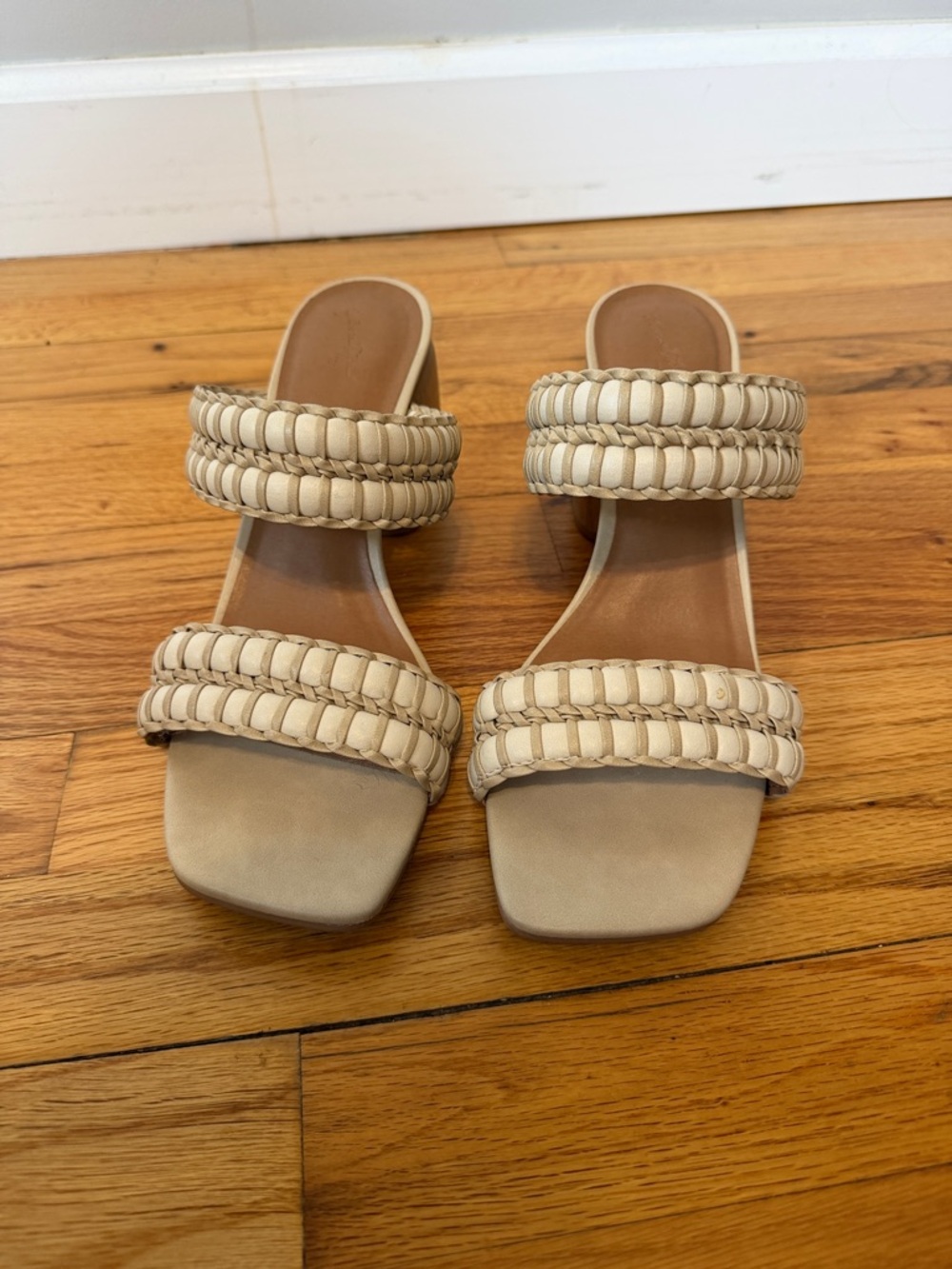 Universal Thread Braided Double-Strap Slide Sandals in Cream
